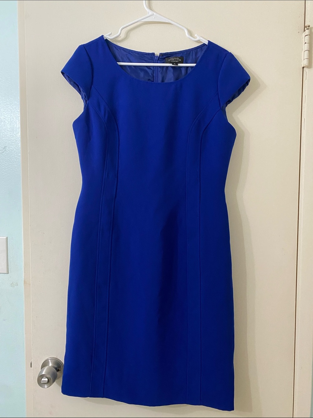 Tahari Royal Blue Cap-Sleeve Sheath Dress